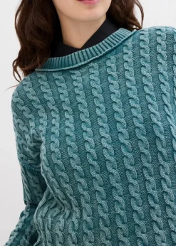 bonprix Strickmode|Pullover & Strickjacken^Oversize-Pullover aus reiner Baumwolle graugrün