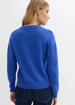 bonprix Bekleidung·Umstandsmode|Strickmode^Oversize-Pullover aus reiner Baumwolle edelsteinblau