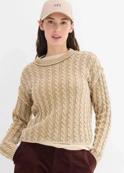bonprix Strickmode|Pullover & Strickjacken^Oversize-Pullover aus reiner Baumwolle new beige