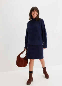 bonprix Bekleidung·Umstandsmode|Bekleidung·Jeans^Oversize-Pullover aus reiner Baumwolle dunkelblau
