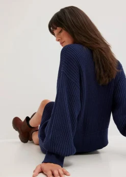 bonprix Bekleidung·Umstandsmode|Bekleidung·Jeans^Oversize-Pullover aus reiner Baumwolle dunkelblau