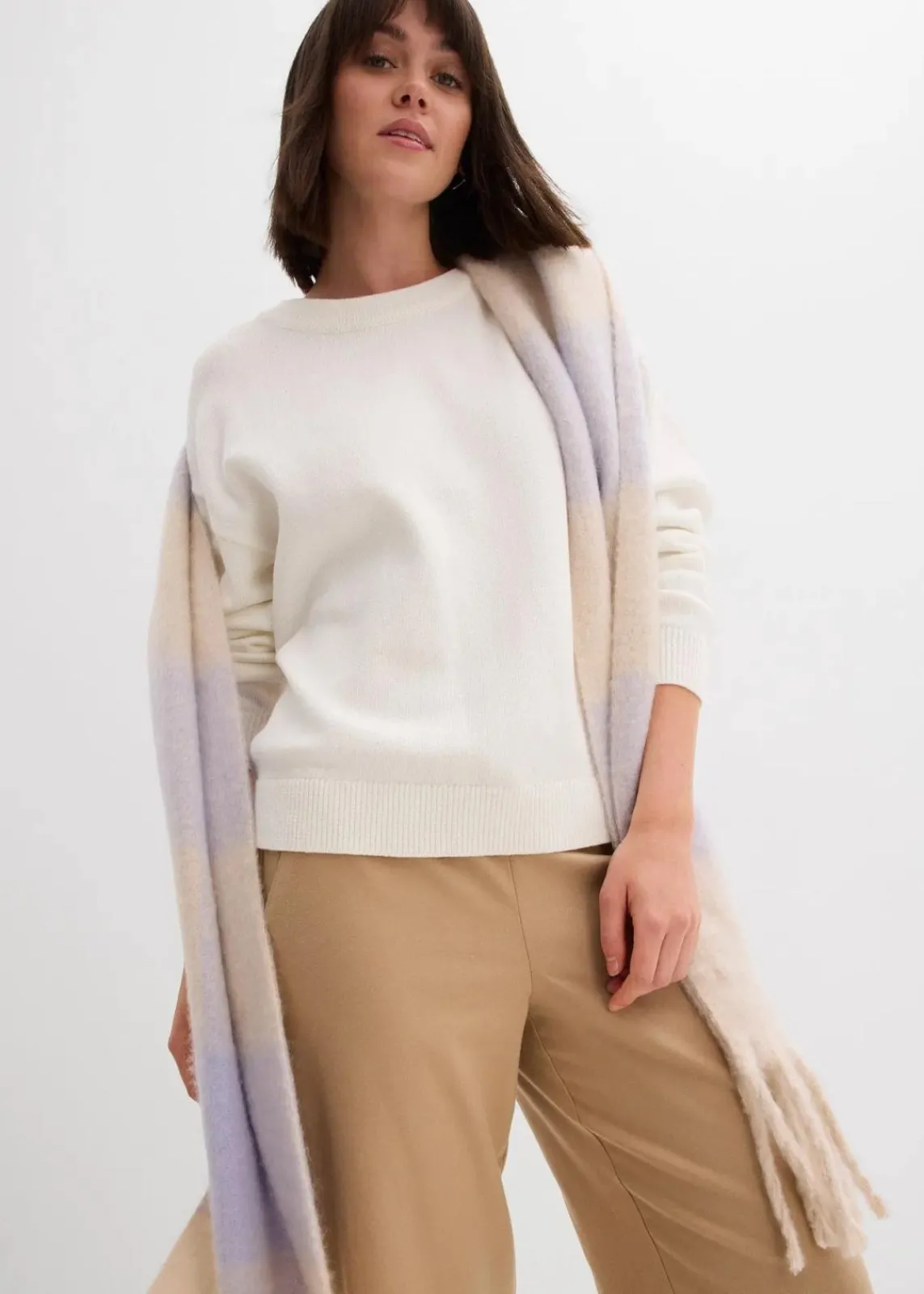 bonprix Bekleidung·Umstandsmode|Strickmode^Oversize-Pullover aus reiner Baumwolle wollweiß