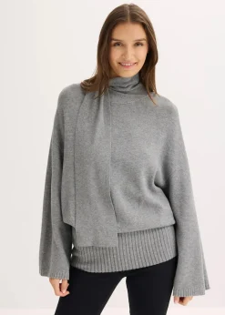 bonprix Bekleidung·Umstandsmode|Bekleidung·Jeans^Oversize-Pullover aus softem Viskose-Mix grau meliert