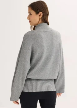 bonprix Bekleidung·Umstandsmode|Bekleidung·Jeans^Oversize-Pullover aus softem Viskose-Mix grau meliert
