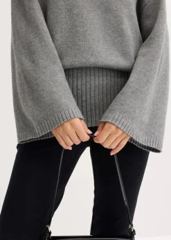 bonprix Bekleidung·Umstandsmode|Bekleidung·Jeans^Oversize-Pullover aus softem Viskose-Mix grau meliert