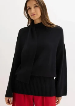 bonprix Bekleidung·Umstandsmode|Bekleidung·Jeans^Oversize-Pullover aus softem Viskose-Mix schwarz