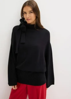 bonprix Bekleidung·Umstandsmode|Bekleidung·Jeans^Oversize-Pullover aus softem Viskose-Mix schwarz
