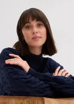 bonprix Bekleidung·Umstandsmode|Strickmode^Oversize-Pullover aus softem Viskose-Mix dunkelblau