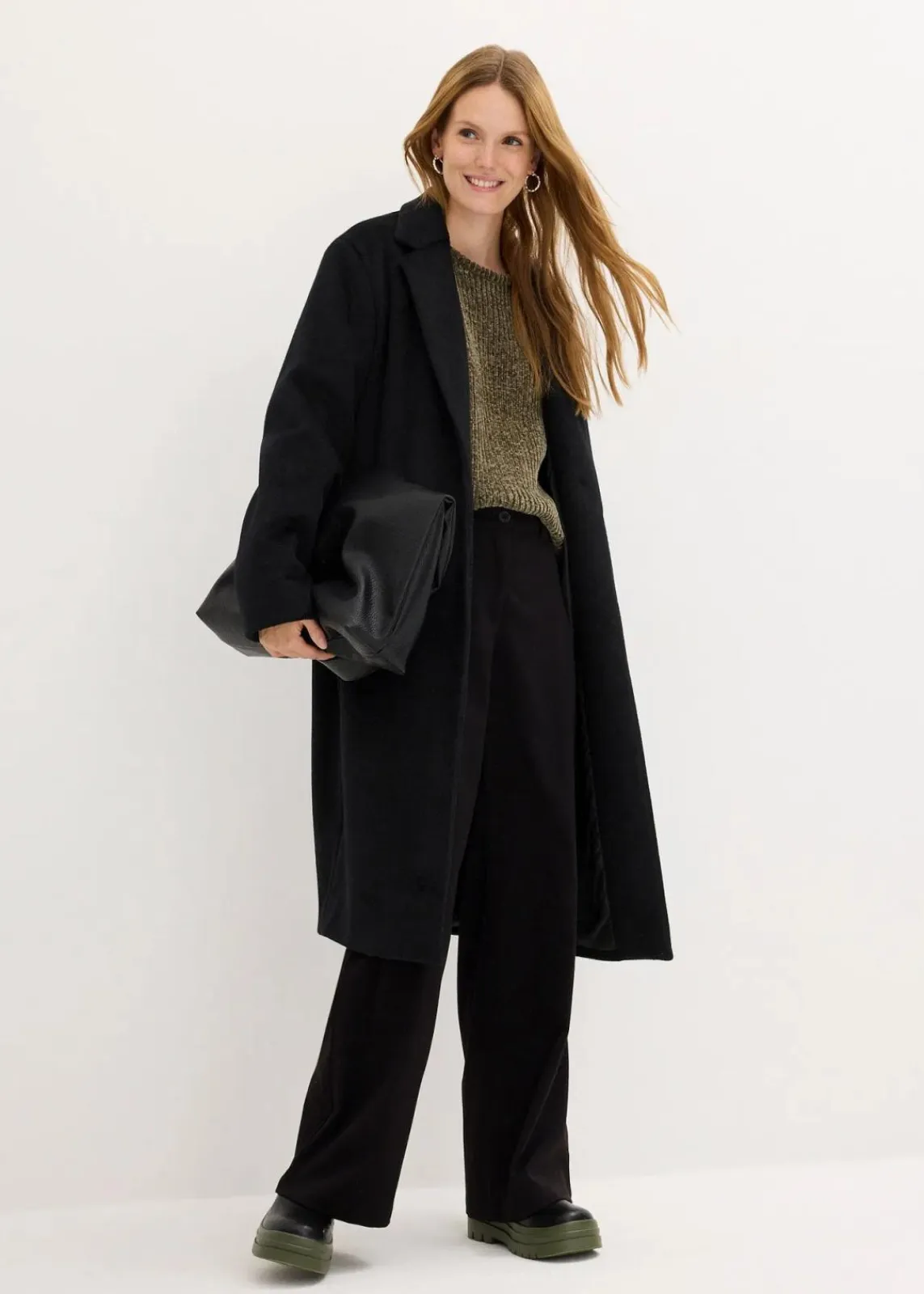 bonprix Bekleidung·Umstandsmode|Bekleidung·Jeans^Oversize-Pullover aus weichem Chenille dunkeloliv