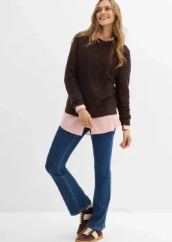 bonprix Bekleidung·Umstandsmode|Pullover & Strickjacken^Oversize-Pullover aus Zopfstrick dunkelbraun