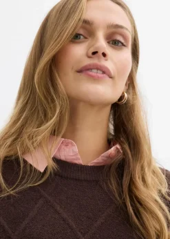 bonprix Bekleidung·Umstandsmode|Pullover & Strickjacken^Oversize-Pullover aus Zopfstrick dunkelbraun