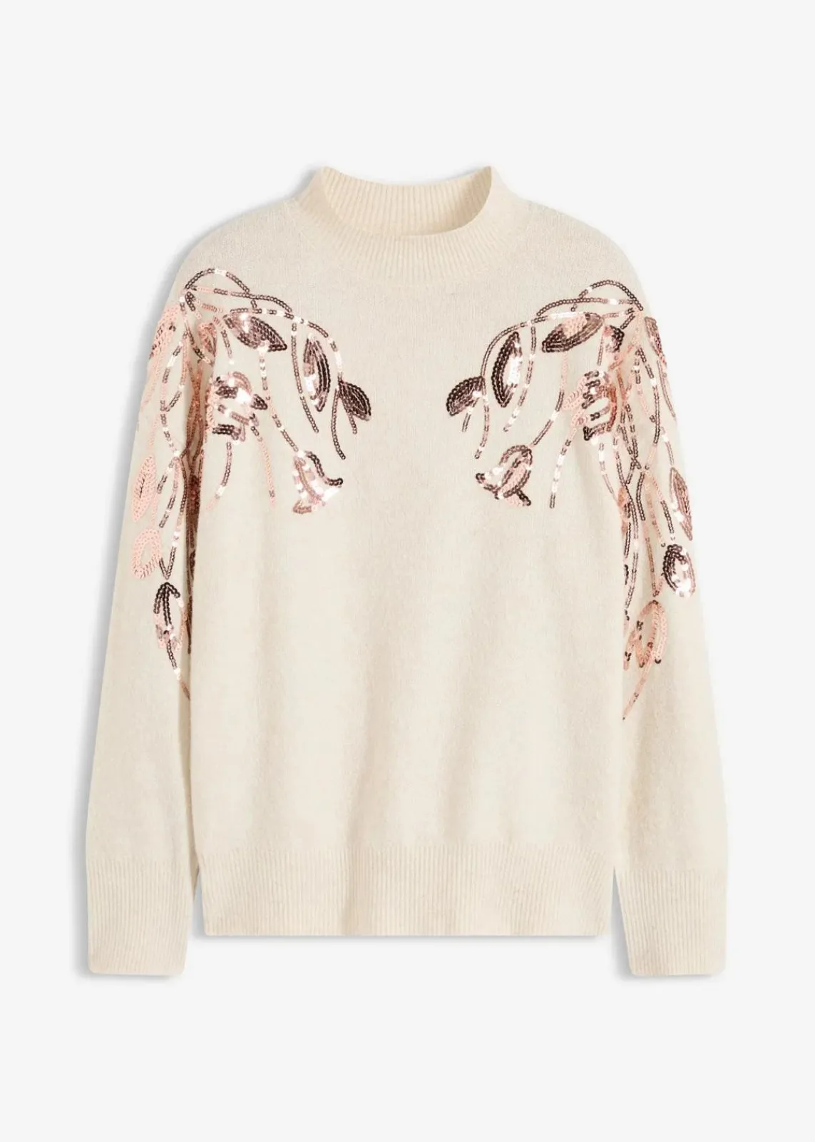 bonprix Bekleidung·Umstandsmode|Bekleidung·Jeans^Oversize-Pullover mit Pailletten creme/gold