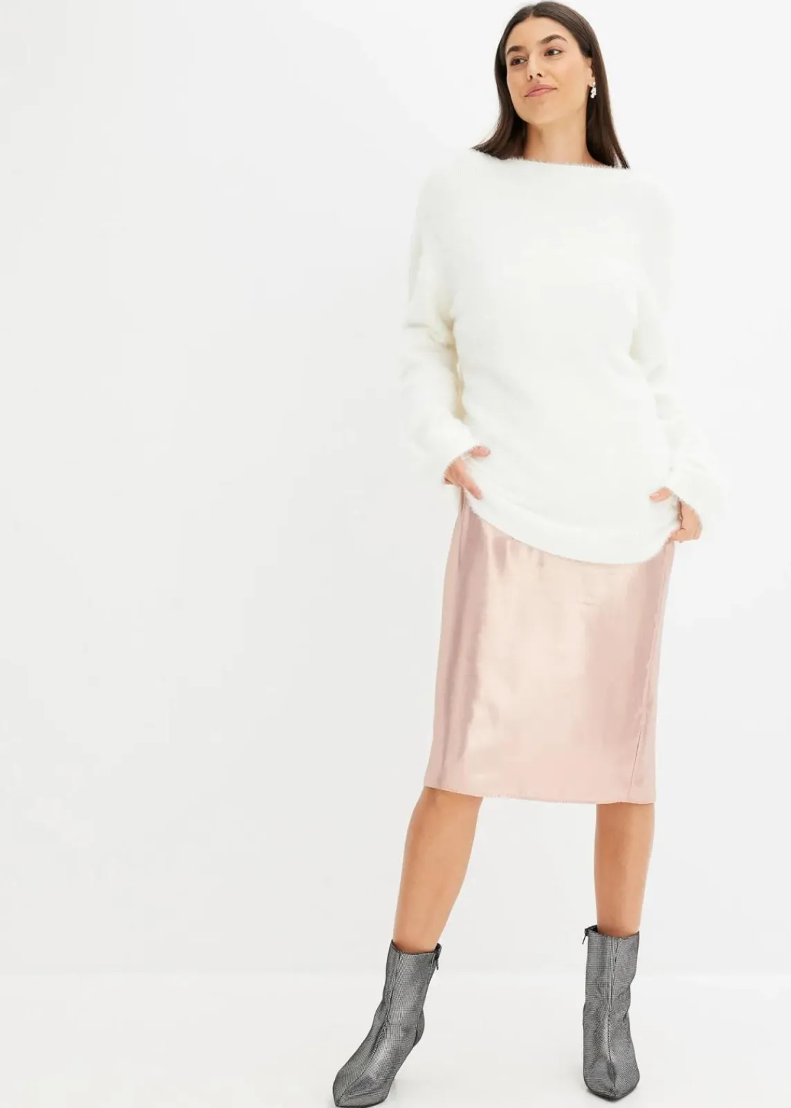 bonprix Bekleidung·Umstandsmode|Bekleidung·Jeans^Oversize-Pullover mit tiefem Rückenausschnitt wollweiß