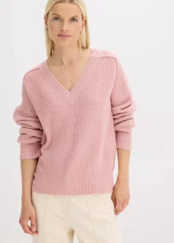 bonprix Bekleidung·Jeans|Pullover & Strickjacken^Oversize-Pullover mit V-Ausschnitt aschrosa