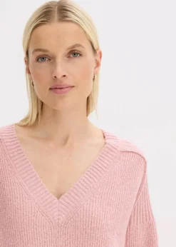bonprix Bekleidung·Jeans|Pullover & Strickjacken^Oversize-Pullover mit V-Ausschnitt aschrosa