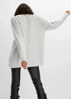 bonprix Bekleidung·Umstandsmode|Bekleidung·Jeans^Oversize-Pullover mit Zopfmuster hellgrau meliert