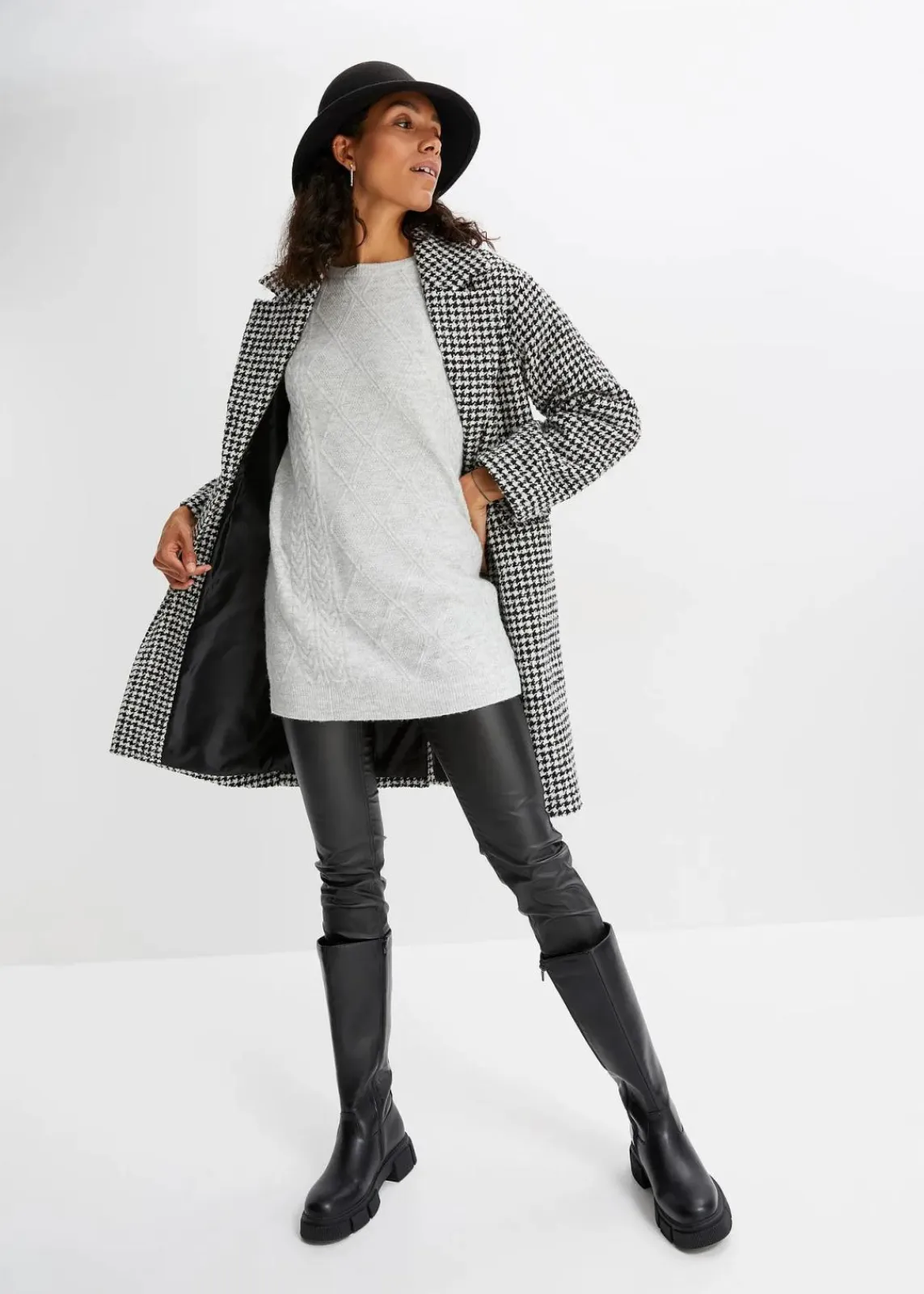 bonprix Bekleidung·Umstandsmode|Bekleidung·Jeans^Oversize-Pullover mit Zopfmuster hellgrau meliert