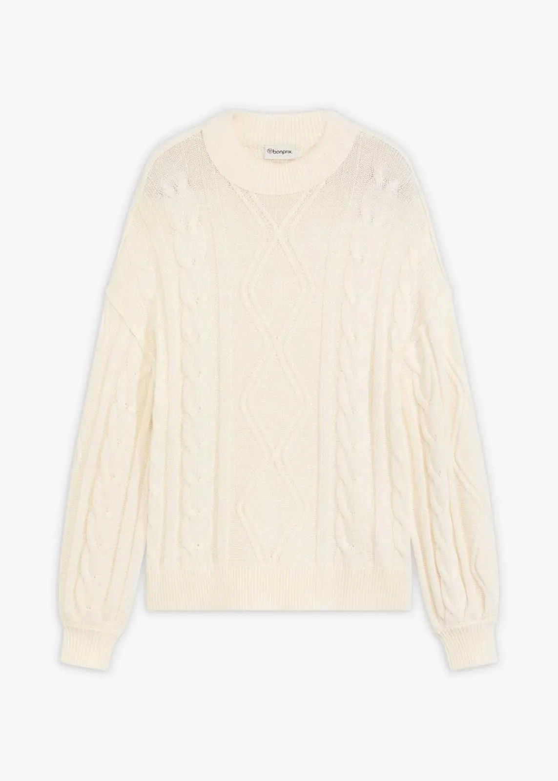 bonprix Strickmode|Pullover & Strickjacken^Oversize-Pullover mit Zopfmuster perlweiß
