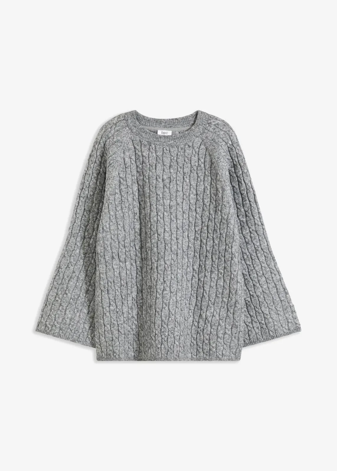bonprix Bekleidung·Umstandsmode|Bekleidung·Jeans^Oversize-Pullover mit Zopfmuster grau meliert
