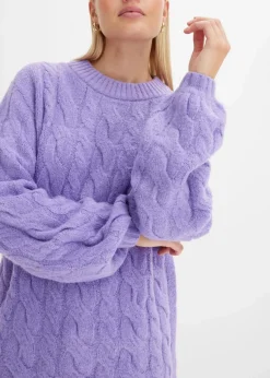 bonprix Pullover & Strickjacken|Strickmode^Oversize-Pullover mit Zopfmuster softlila