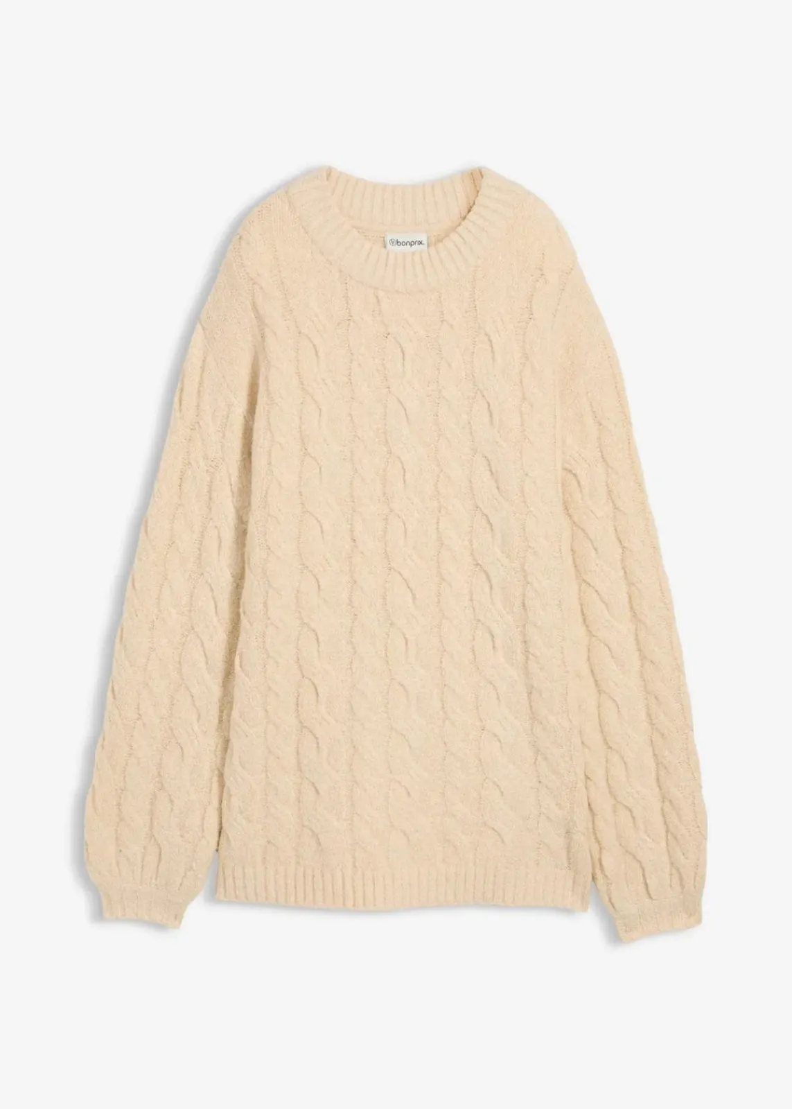 bonprix Bekleidung·Umstandsmode|Bekleidung·Jeans^Oversize-Pullover mit Zopfmuster kieselbeige