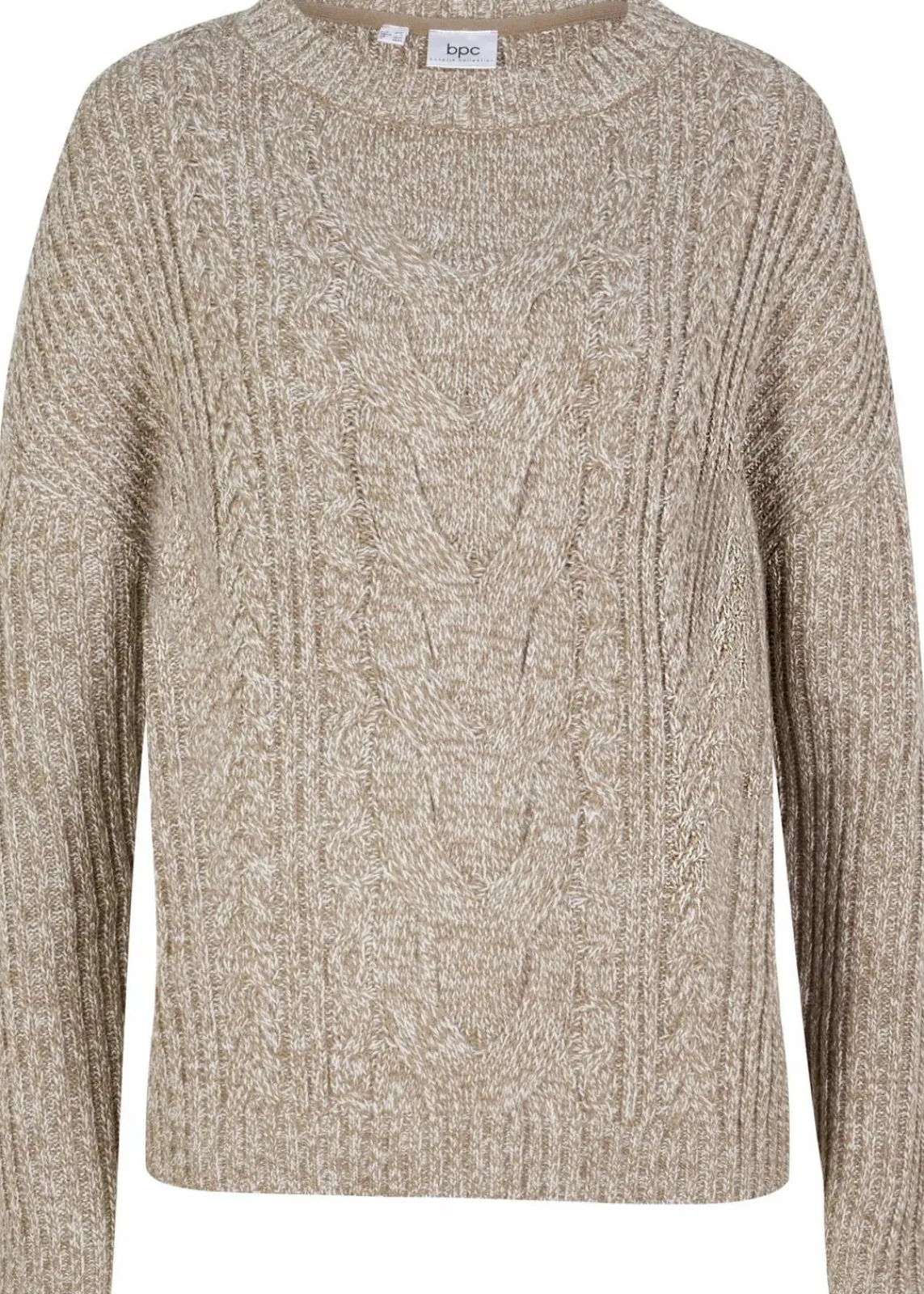 bonprix Bekleidung·Umstandsmode|Strickmode^Oversize-Pullover mit Zopfmuster beige meliert
