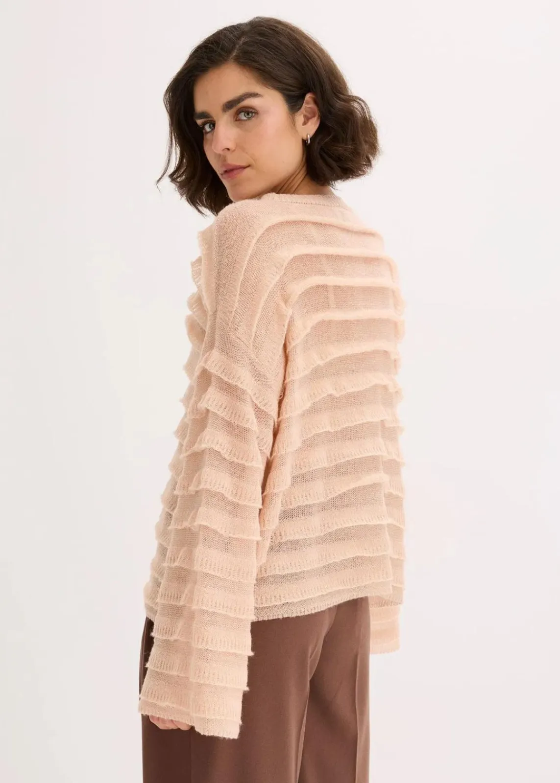 bonprix Bekleidung·Umstandsmode|Strickmode^Oversize-Pullover, semi-transparent mattbeige