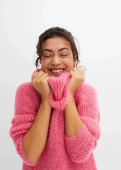 bonprix Bekleidung·Umstandsmode|Bekleidung·Jeans^Oversize-Rollkragenpullover pink