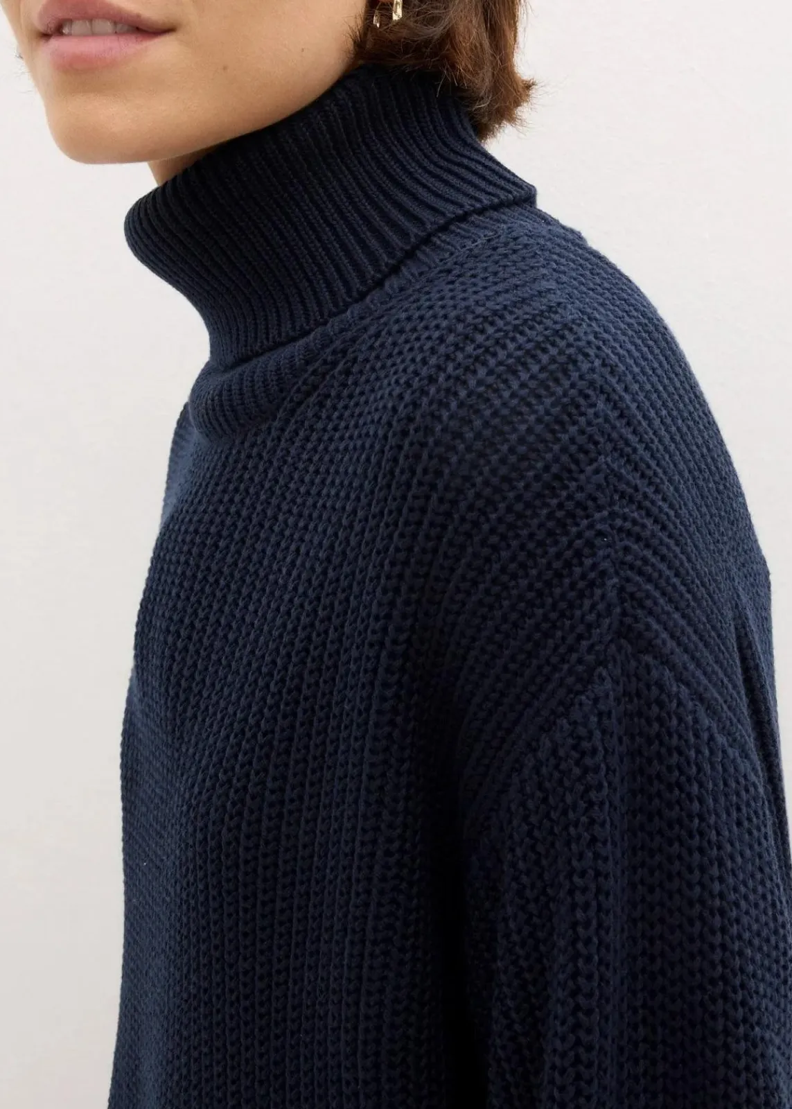 bonprix Bekleidung·Umstandsmode|Strickmode^Oversize-Rollkragenpullover aus Baumwoll-Mix dunkelblau