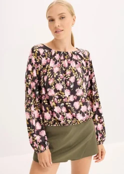 bonprix Shirts & Tops^Oversize-Shirt schwarz geblümt