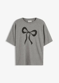 bonprix Nachhaltigere Materialien|Shirts & Tops^Oversize-Shirt grau meliert bedruckt
