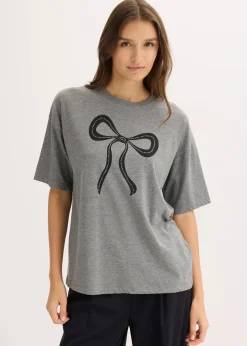 bonprix Nachhaltigere Materialien|Shirts & Tops^Oversize-Shirt grau meliert bedruckt