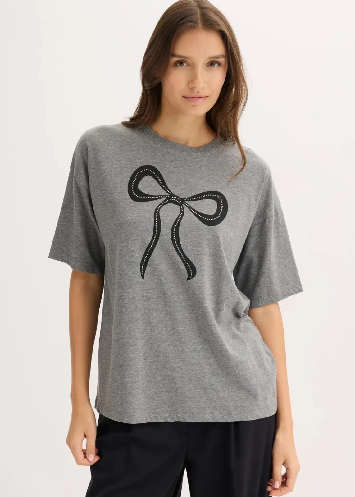 bonprix Nachhaltigere Materialien|Shirts & Tops^Oversize-Shirt grau meliert bedruckt