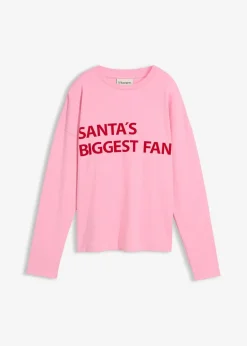 bonprix Zweiteiler & Sets|Shirts & Tops^Oversize-Shirt aus Baumwolle rosa/salsarot bedruckt