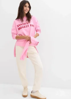 bonprix Zweiteiler & Sets|Shirts & Tops^Oversize-Shirt aus Baumwolle rosa/salsarot bedruckt