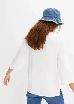 bonprix Nachhaltigere Materialien|Shirts & Tops^Oversize-Shirt aus elastischem Bio-Baumwoll-Mix weiß