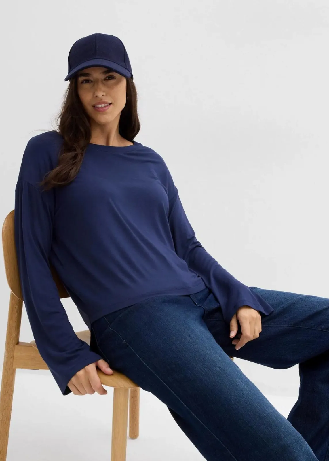 bonprix Shirts & Tops^Oversize-Shirt aus fließendem Viskose-Elasthan-Mix dunkelblau