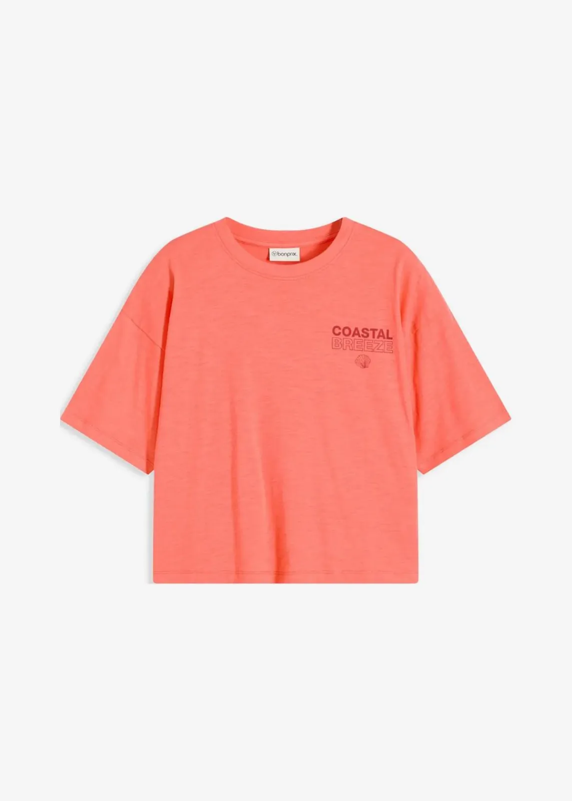 bonprix Nachhaltigere Materialien|Shirts & Tops^Oversize-Shirt aus reiner Bio-Baumwolle helllachs bedruckt