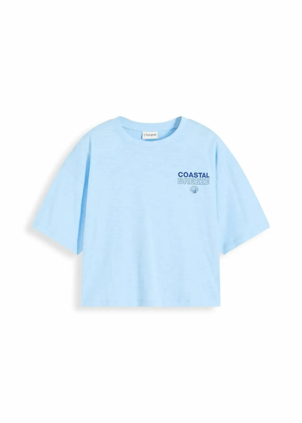 bonprix Shirts & Tops|Nachhaltigere Materialien^Oversize-Shirt aus reiner Bio-Baumwolle hellblau bedruckt