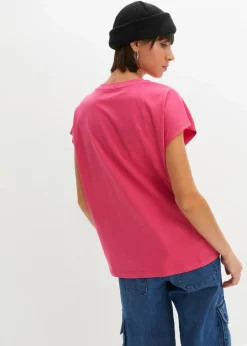 bonprix Shirts & Tops|Nachhaltigere Materialien^Oversize-Shirt aus reiner Bio-Baumwolle pinklady/schwarz bedruckt