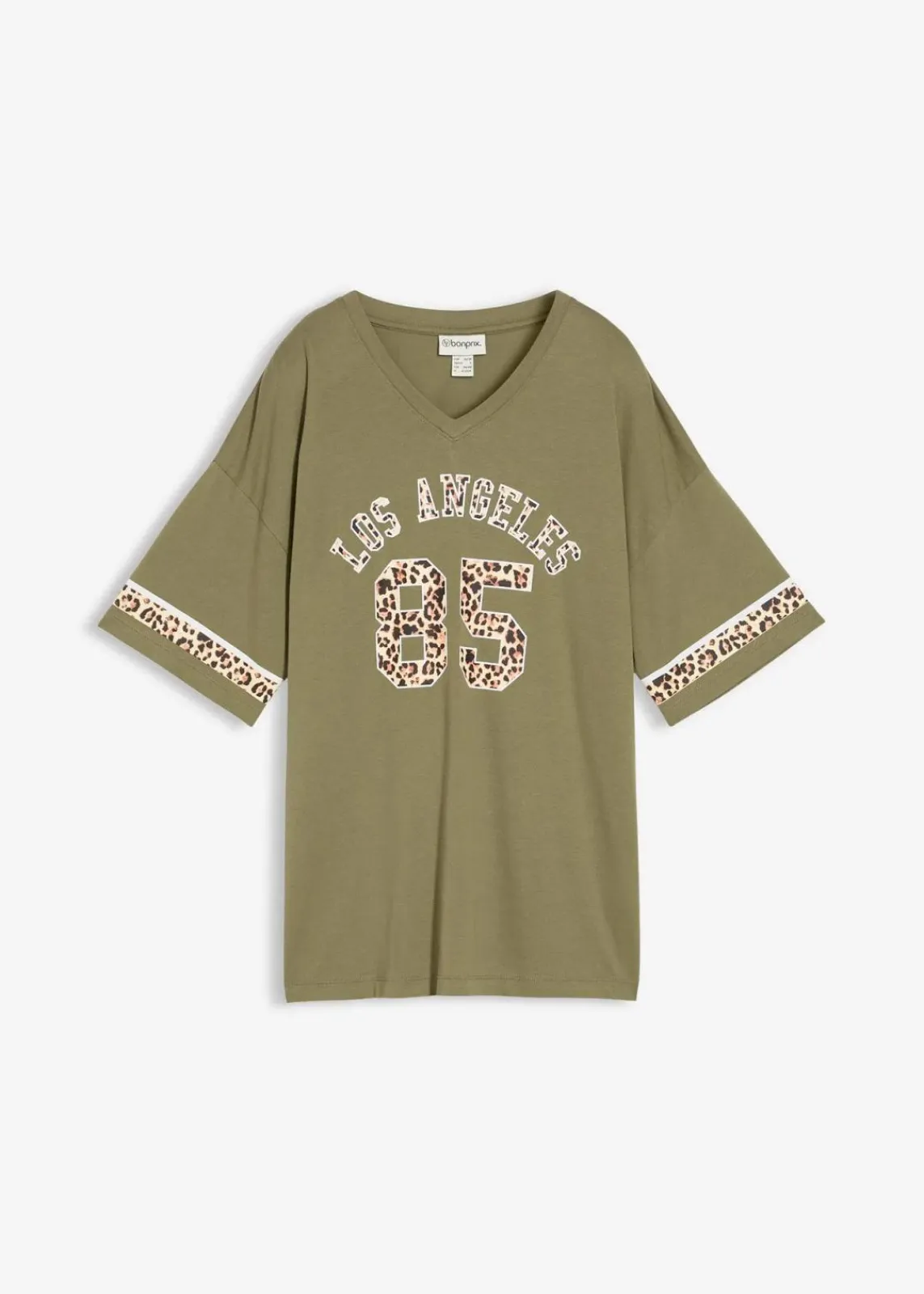 bonprix Shirts & Tops|Nachhaltigere Materialien^Oversize-Shirt aus reiner Bio-Baumwolle oliv leo