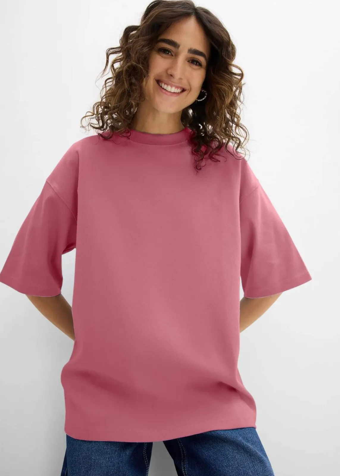 bonprix Basics|Shirts & Tops^Oversize-Shirt aus reiner schwerer Bio-Baumwolle softbeere