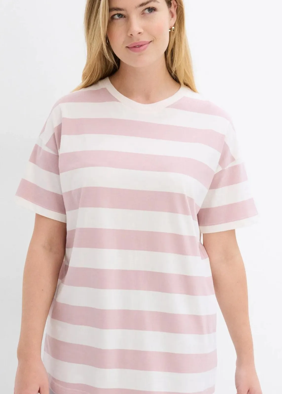 bonprix Basics|Shirts & Tops^Oversize-Shirt aus reiner Bio-Baumwolle mattrosa/wollweiß