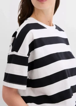 bonprix Nachhaltigere Materialien|Shirts & Tops^Oversize-Shirt aus reiner Bio-Baumwolle schwarz/weiß gestreift