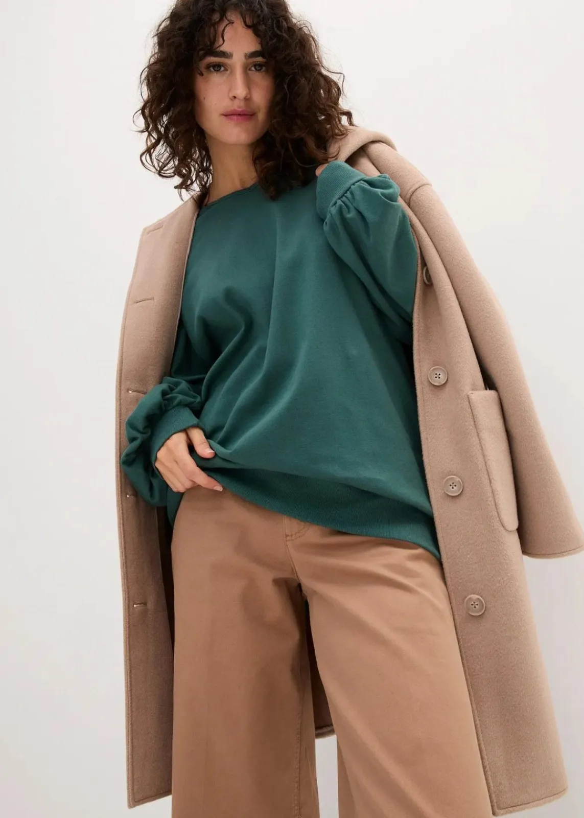 bonprix Shirts & Tops^Oversize-Shirt aus reiner Baumwolle mattgrün