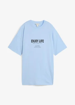 bonprix Shirts & Tops|Nachhaltigere Materialien^Oversize-Shirt aus reiner Bio-Baumwolle hellblau bedruckt