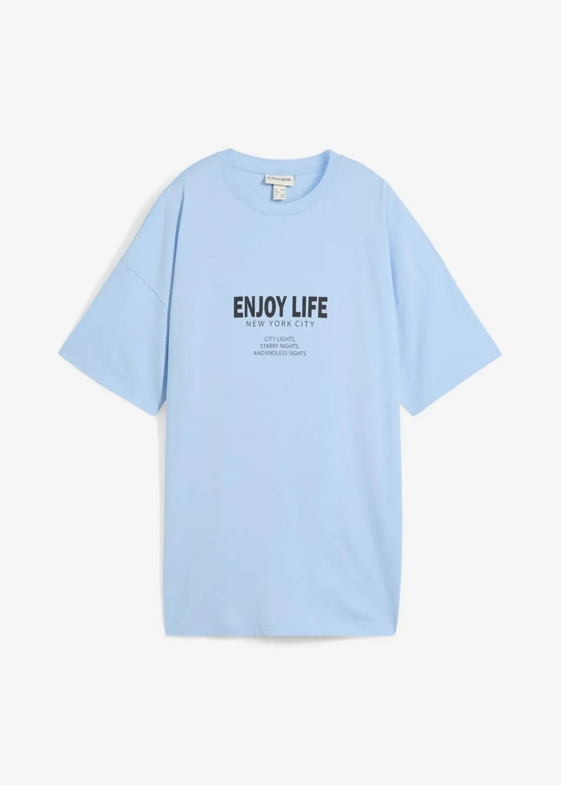 bonprix Shirts & Tops|Nachhaltigere Materialien^Oversize-Shirt aus reiner Bio-Baumwolle hellblau bedruckt