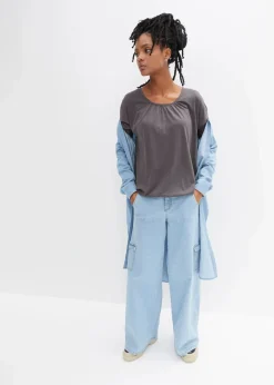 bonprix Shirts & Tops^Oversize-Shirt aus Viskose-Mix schiefergrau