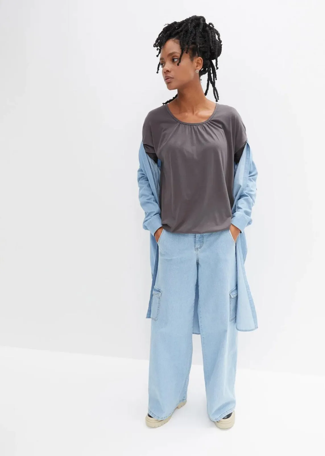 bonprix Shirts & Tops^Oversize-Shirt aus Viskose-Mix schiefergrau