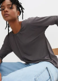 bonprix Shirts & Tops^Oversize-Shirt aus Viskose-Mix schiefergrau
